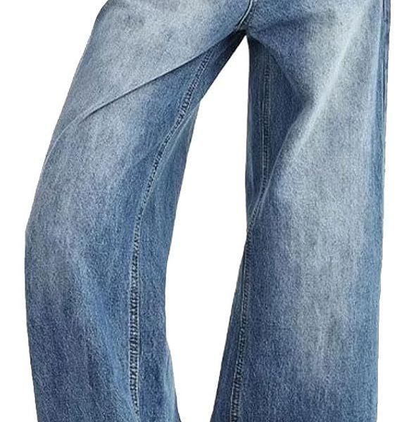 Women's Low Rise Baggy Jeans Washed Straight Wide Leg Denim Pants Casual Loose Boyfriend Jean Streewear Trousers